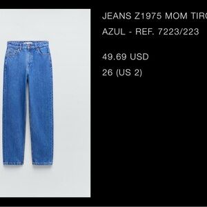 Zara High-rise Mom jeans Size 2 (26in waist)